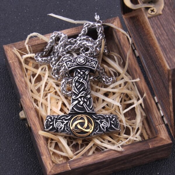 Never Fade Mix Gold thor's hammer necklace viking scandinavian Odin viking necklace Men Stainless Steel gift