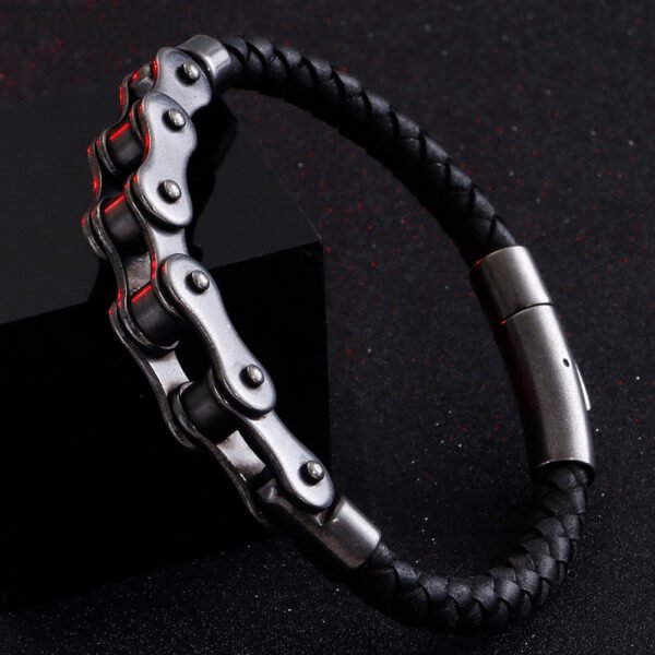 Viking Magic~Never Fade New Frosted Stainless Steel Bike Chain Bracelet Men Bicycle Motorcycle Mens Leather Bracelets Jewelry Ghost Rider