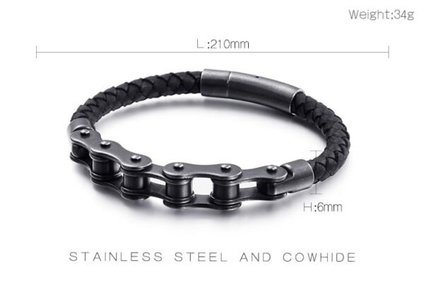 Viking Magic~Never Fade New Frosted Stainless Steel Bike Chain Bracelet Men Bicycle Motorcycle Mens Leather Bracelets Jewelry Ghost Rider