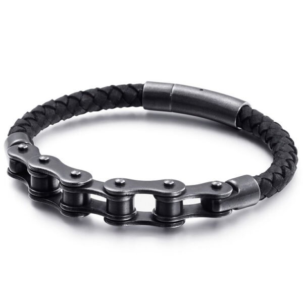 Viking Magic~Never Fade New Frosted Stainless Steel Bike Chain Bracelet Men Bicycle Motorcycle Mens Leather Bracelets Jewelry Ghost Rider