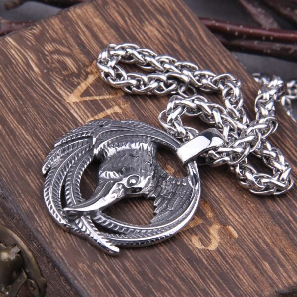 Never Fade Norse Raven Necklace Odin Viking Pendant Crow Runes Thor Hammer Mjolnir Talisman Vintage Eagle Men Necklace Women