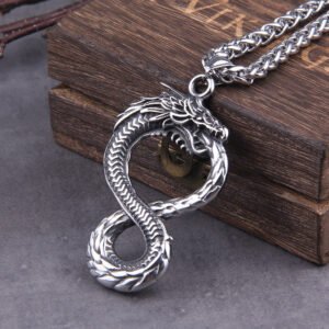 Never-Fade-Norse-dragon-snake-Unlimited-Self-devourer-Ouroboros-pendant-necklace-with-wooden-box-as-gift Never Fade Norse dragon snake Unlimited Self-devourer Ouroboros pendant necklace with wooden box as gift