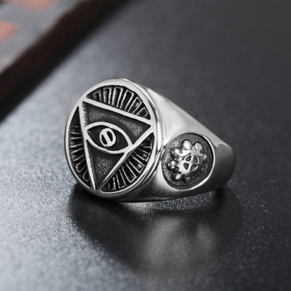 Magic Ring~ Popular Personality Ring Masonic Triangle Eyes Devil Eyes Men's Alloy Ring Fashion Jewelry  HF038