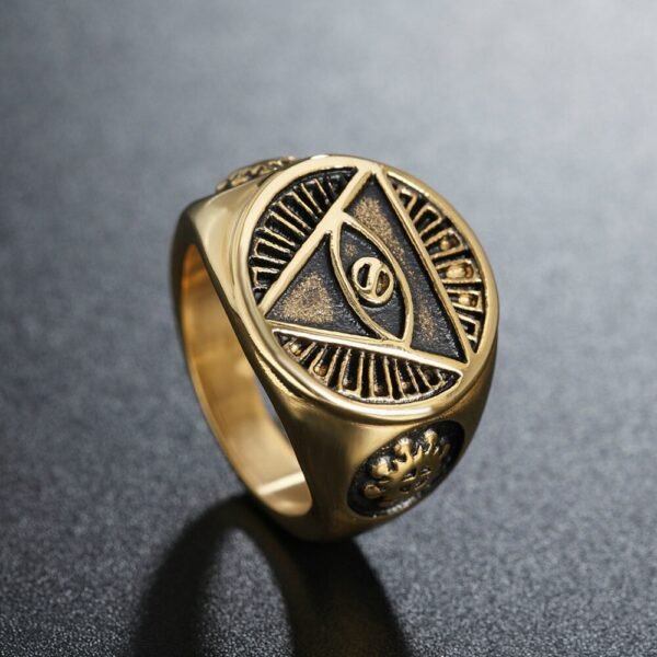 Magic Ring~ Popular Personality Ring Masonic Triangle Eyes Devil Eyes Men's Alloy Ring Fashion Jewelry  HF038