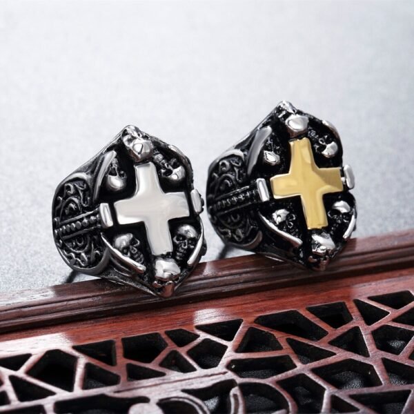 Magic Ring~Never Fade Punk Ring Casting Skull Viking Cross for Men Vintage Biker Party Gift Gothic Male Jewelry Hand Accessories HF062