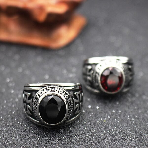 Magic Ring~ Rider Motorcycle Style Unisex Stainless Steel Cool Ride To Live,Live To Live Cross Red Stone Classic Biker Ring RR50