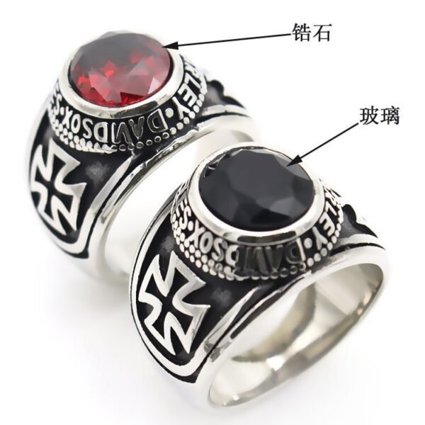 Magic Ring~ Rider Motorcycle Style Unisex Stainless Steel Cool Ride To Live,Live To Live Cross Red Stone Classic Biker Ring RR50