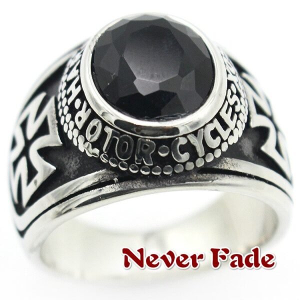 Magic Ring~ Rider Motorcycle Style Unisex Stainless Steel Cool Ride To Live,Live To Live Cross Red Stone Classic Biker Ring RR50