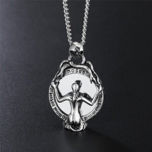 Viking Magic~Never Fade Stainless Steel Sexy Naked Woman Pendant Skull Double Snake Wrap Magic Mirror Vintage Necklace pendant HE135