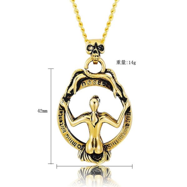 Viking Magic~Never Fade Stainless Steel Sexy Naked Woman Pendant Skull Double Snake Wrap Magic Mirror Vintage Necklace pendant HE135