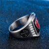 Magic Ring~ Stainless Steel Titanium Red Armor Shield Knight Templar Crusader Cross Ring Medieval Signet Retro Vintage HF246