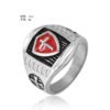 Magic Ring~ Stainless Steel Titanium Red Armor Shield Knight Templar Crusader Cross Ring Medieval Signet Retro Vintage HF246