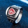 Magic Ring~ Stainless Steel Titanium Red Armor Shield Knight Templar Crusader Cross Ring Medieval Signet Retro Vintage HF246