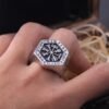 Never Fade Stainless Steel Viking Compass Runic Statement Rings Men Vintage Color Nordic Viking Totem Odin Men Rings Jewelry