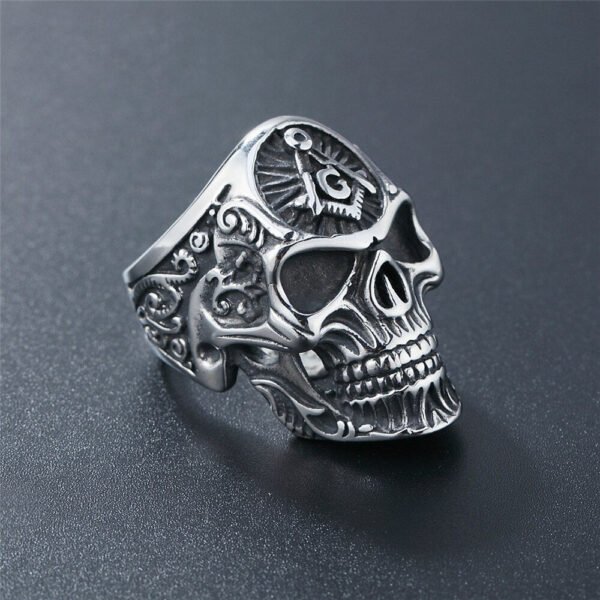 Magic Ring~ Stainless Steel soldier dangle/Drop Ship masonic ring for men punk rock skull Free-Mason ring jewelry display HF655