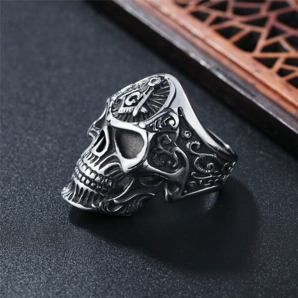 Magic Ring~ Stainless Steel soldier dangle/Drop Ship masonic ring for men punk rock skull Free-Mason ring jewelry display HF655