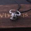 Never Fade Viking helmet Necklace with adjustable cotton Chain As Men Gift and wooden box