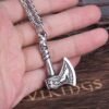 Never Fade Wolf And Raven Slavic Amulets Talismans Viking Odin Axe Necklaces & Pendants Norse Vikings Jewelry Turkish Men Wicca