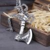 Never Fade Wolf And Raven Slavic Amulets Talismans Viking Odin Axe Necklaces & Pendants Norse Vikings Jewelry Turkish Men Wicca
