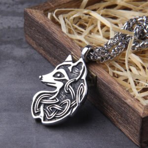 Never-Fade-viking-fox-necklace-animal-amulet-irish-knots-talisman-wicca-pagan-punk-necklace-with-wooden Never Fade viking fox necklace animal amulet irish knots talisman wicca pagan punk necklace with wooden box