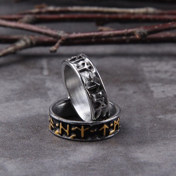 Never Fade viking rune cool stainless steel ring smooth fashion popular north europe gift amulet jewelry with wooden box