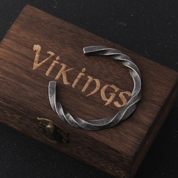 New Arrival Iron color Vikings Bangle with wooden box as gift style 2