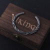 New Arrival Iron color Vikings Bangle with wooden box as gift style 2
