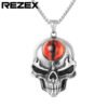 Viking Magic~New Arrival Personalized Skull Pendant with natural stone Stainless Steel Necklaces Gift For Man Punk Jewelry Necklace HE363
