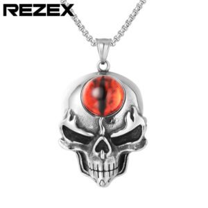 New-Arrival-Personalized-Skull-Pendant-with-natural-stone-Stainless-Steel-Necklaces-Gift-For-Man-Punk-Jewelry Viking Magic~New Arrival Personalized Skull Pendant with natural stone Stainless Steel Necklaces Gift For Man Punk Jewelry Necklace HE363