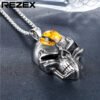 Viking Magic~New Arrival Personalized Skull Pendant with natural stone Stainless Steel Necklaces Gift For Man Punk Jewelry Necklace HE363