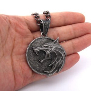 Viking Magic~New Arrival Wizard wolf head pendant necklace for Geralt necklace with a The Wild Hunt 3 Figure TV