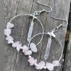 Bohemia Moon In Rose Quartz Hoop Earrings Stars Dangle Witch Jewelry Healing Halloween Statement Delicacy Jewelry