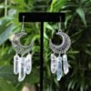 Crescent Sun Moon Amethyst Crystals Stone Earring Wicca Healing Crystal Magic Protection Celestial Witchy Jewelry
