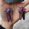New Design!Psychedelic Cicada Lucky Insect Earrings, Unique Earrings,Super Cute