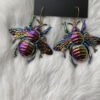 New Design!Psychedelic Large Bee Statement Earring,Bee Earrings Vintage Style, Bee Lover Gift, Unique Earrings