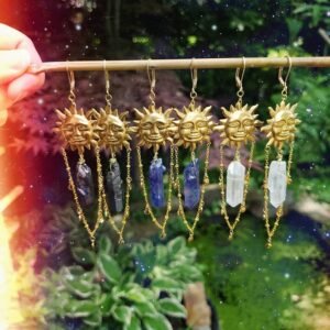 New-Design-Sun-Goddess-Quartz-Charm-Earrings-Stars-Moon-Boho-Hippie-Bohemian-Celestial-Witchy-Metaphysical-Jewelry New Design Sun Goddess Quartz Charm Earrings Stars Moon Boho Hippie Bohemian Celestial Witchy Metaphysical Jewelry