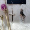 New Design!the Hand & Dagger Earrings Hoop Pagan Gothic Hoops