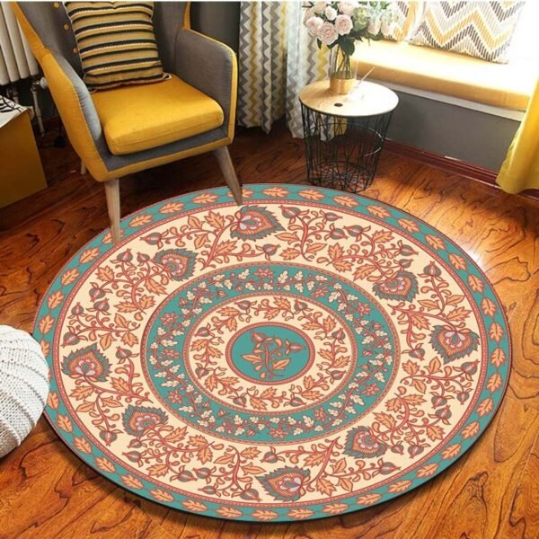 New European Jacquard Round Carpet Acrylic Living Room Bathroom Cushion Chair Carpet Home Hotel Decorative Door Cushion Tapestry