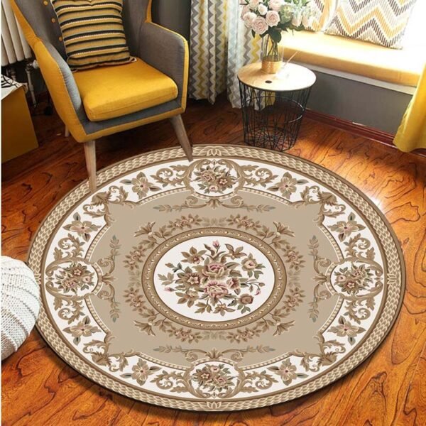 New European Jacquard Round Carpet Acrylic Living Room Bathroom Cushion Chair Carpet Home Hotel Decorative Door Cushion Tapestry