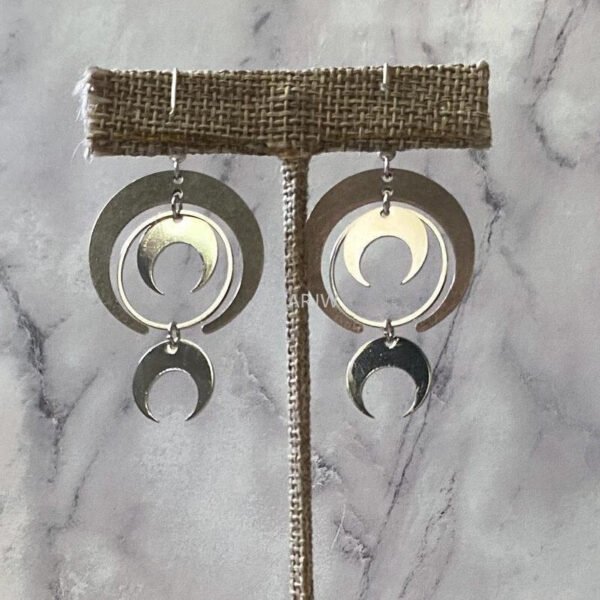 Geometric Crescent Moon Earrings Drop Crescent Phase Boho Witchy Hippie Statement Jewelry Minimalism Punk  VINTAGE