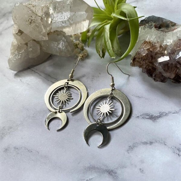 Geometric Crescent Moon Earrings Drop Crescent Phase Boho Witchy Hippie Statement Jewelry Minimalism Punk  VINTAGE