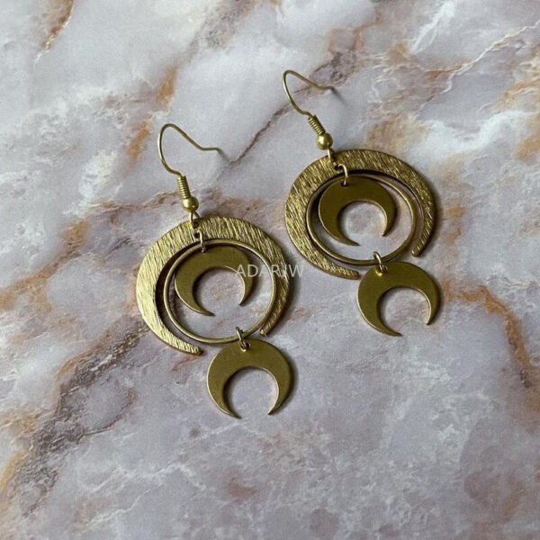 Geometric Crescent Moon Earrings Drop Crescent Phase Boho Witchy Hippie Statement Jewelry Minimalism Punk  VINTAGE