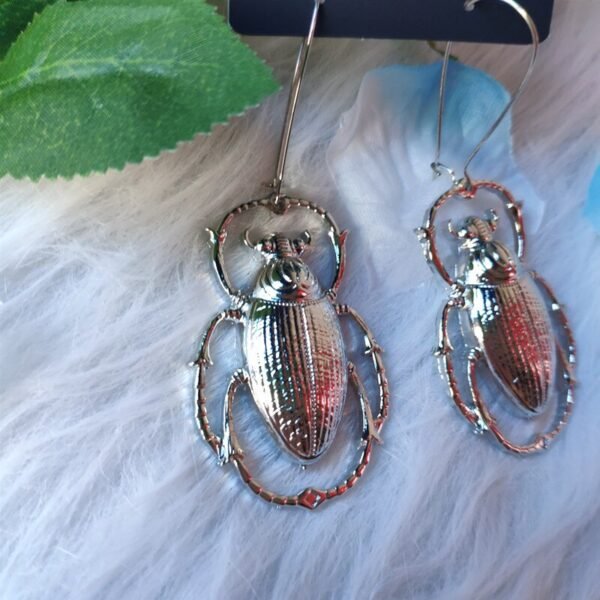New Giant Silver Colour Scarab Beetle Earrings Insect Witch Jewelry Fashion Witch Creative Nature Big Charm Women Gift 2021