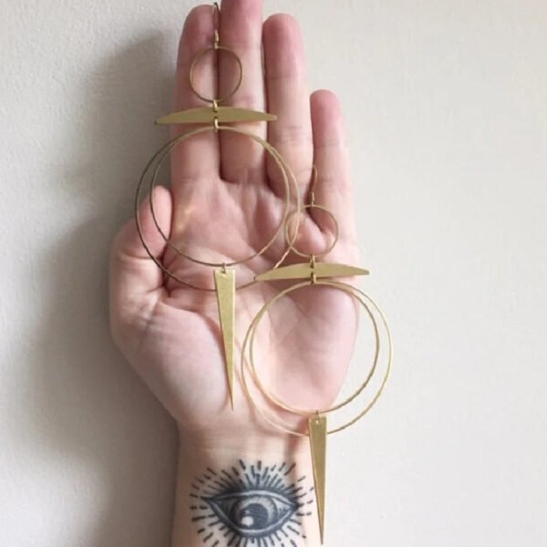 New Golden Goddess Hoop Earrings Drop Geometric Crescent Phase Hippie Statement Witchy Jewelry Punk Delicacy