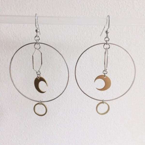 New Golden Goddess Hoop Earrings Drop Geometric Crescent Phase Hippie Statement Witchy Jewelry Punk Delicacy