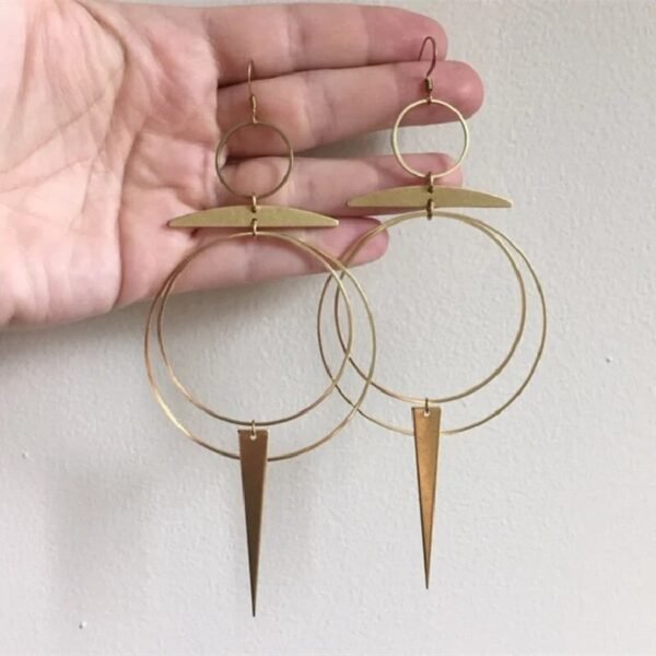New Golden Goddess Hoop Earrings Drop Geometric Crescent Phase Hippie Statement Witchy Jewelry Punk Delicacy