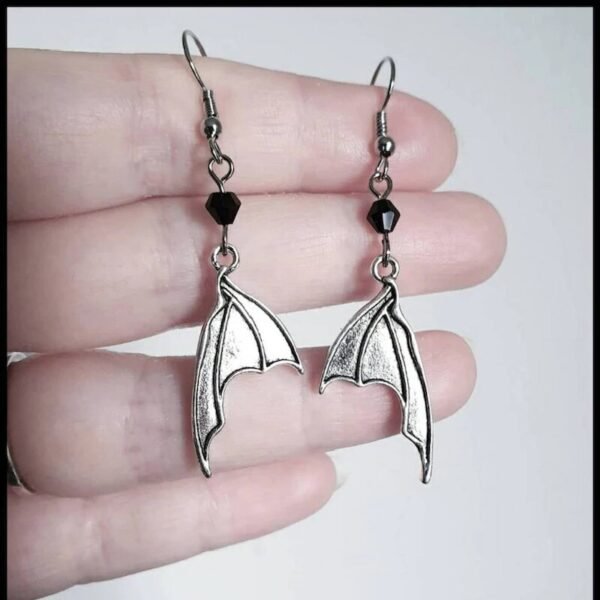 New Goth Antique Silver Bat Wing Earrings Romantic Dark Witch Vintage Jewelry Wiccan Minimal Pagan Witchy Halloween Women Gift