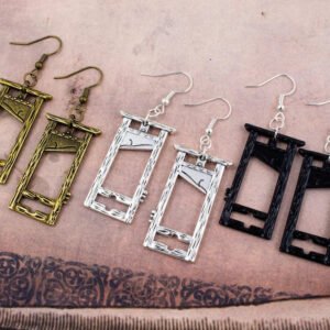 New-Goth-Black-Bronze-Silver-Colour-Guillotine-Earrings-History-Macabre-Statement-Jewelry-Grunge-Medieval-Dark-Academia New Goth Black Bronze Silver Colour Guillotine Earrings History Macabre Statement Jewelry Grunge Medieval Dark Academia Novelty