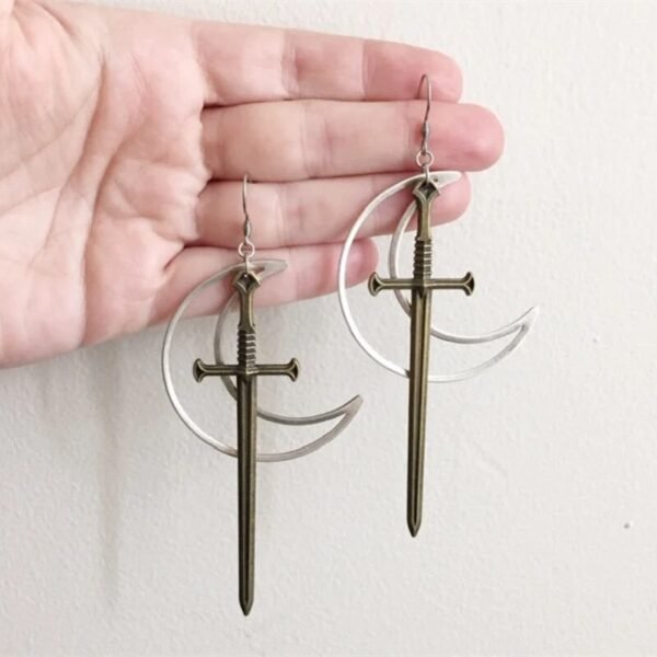 New Goth Blood Sword Hoop Earrings Ring Sword Classic Eardrop Big Sword