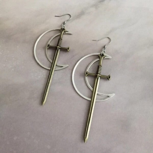 New Goth Blood Sword Hoop Earrings Ring Sword Classic Eardrop Big Sword